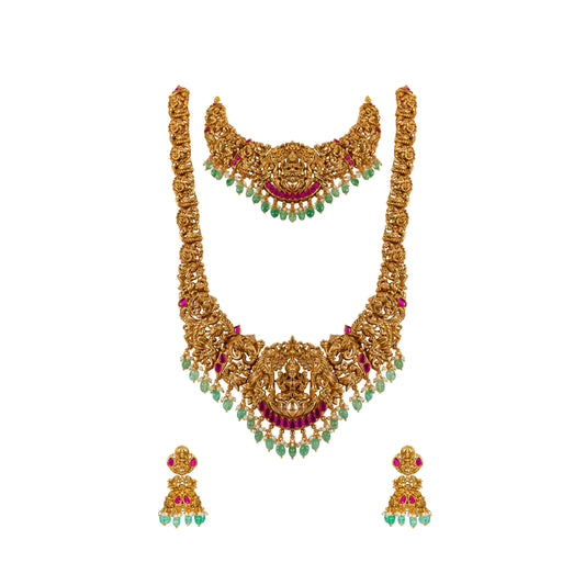 Divine Laxmi Gold-Plated Temple Necklace Set J-71