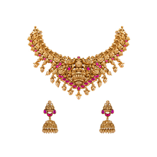Lakshami Design Short Antique Necklace Set