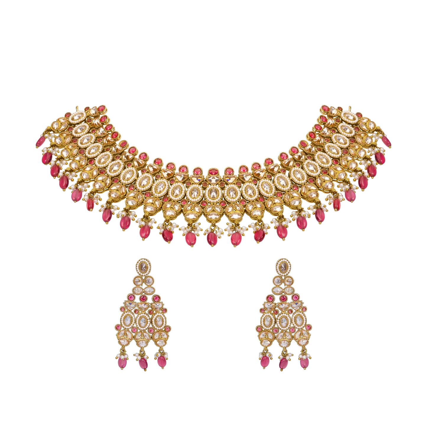 Elegant Gold-Plated Pearl Necklace Set
