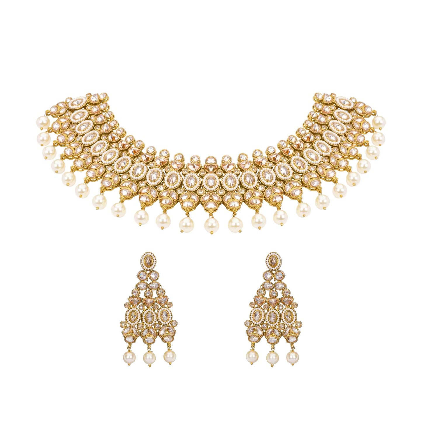 Elegant Gold-Plated Pearl Necklace Set