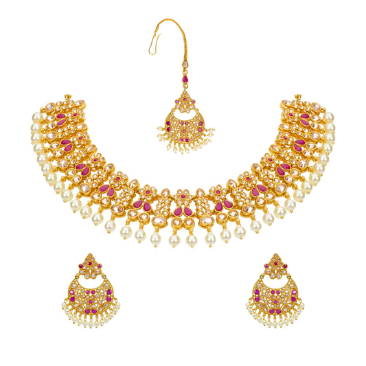 Gold-Plated Choker Necklace Set