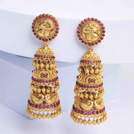 South Indian Antique Gold-Plated Jhumka K-239
