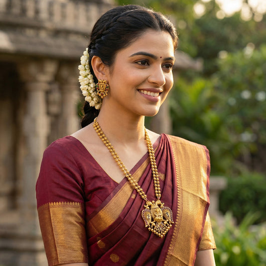 Premium 1 gram gold plated temple jewellery necklace set under ₹2,999 in India