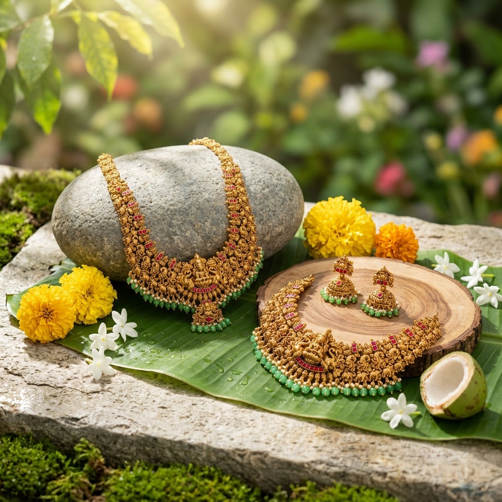 South Indian Necklace Set Online — Shop 1 Gram Gold, In Stock Today