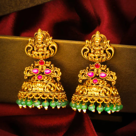 Surya Chakra Jhumka | Gold-Plated Sun Wheel Temple Earrings