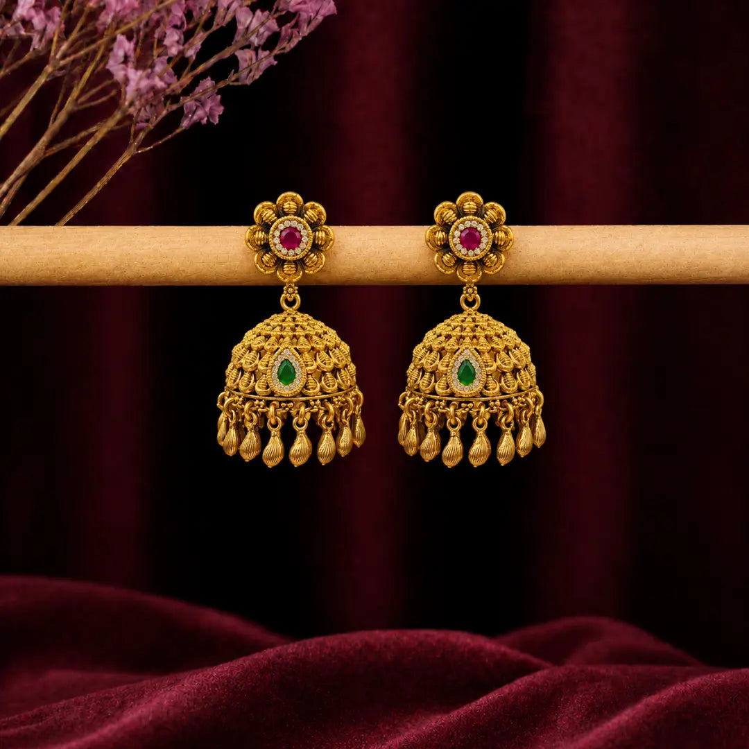 Vaidehi Temple Jhumka – Gold Plated J-1204