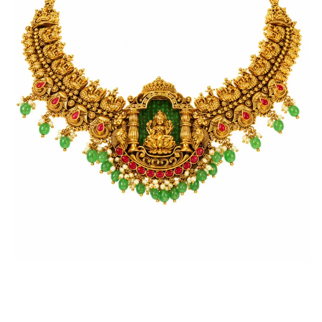 Gomathi Ambal Combo Necklace Set | Gold-Plated Temple Jewellery J-1023N