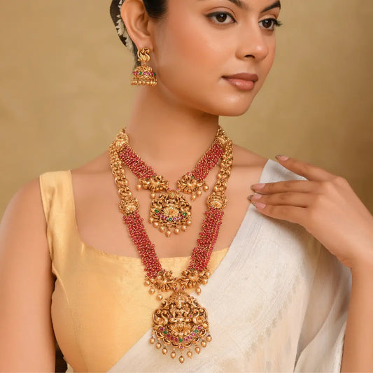 Lakshmi-Peacock Combo Necklace Set K-1601N