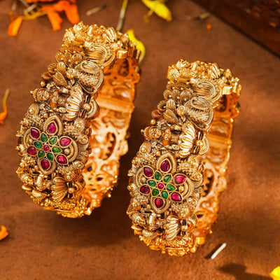 Divine Lakshmi Antique Temple Bangle V-1265