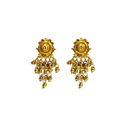 Emerald Gundla Gold Ball Temple Drop Earrings Bali R-2160