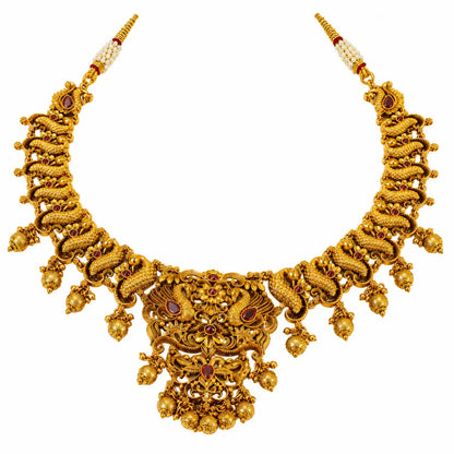 Peacock & Flower Short Necklace Set K-1239