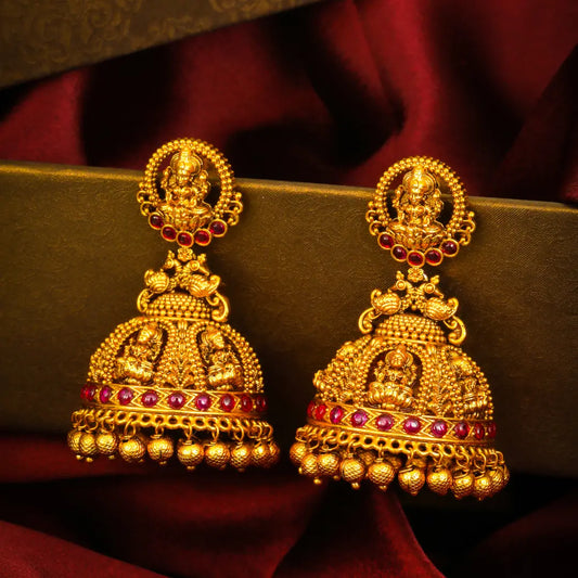 Naga Shobha Temple Jewellery Jhumka Earrings with Serpent Motif