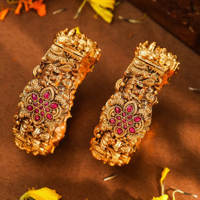 Divine Lakshmi Antique Temple Bangle V-1265
