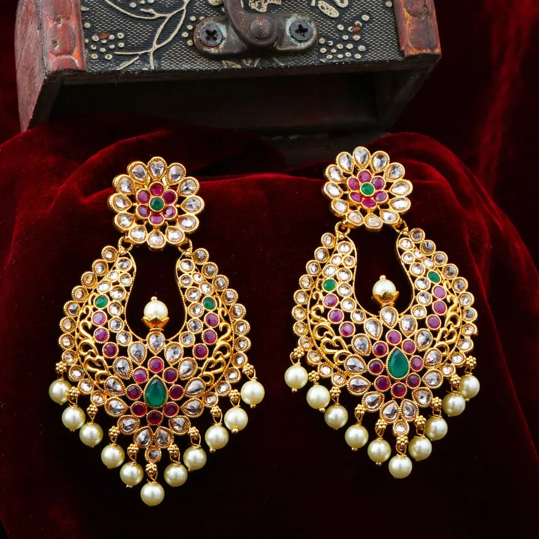 Antique Flower Gold-Plated Jhumka C-207