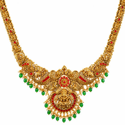Meenakshi Rekha Haram Long Necklace Set | Gold-Plated Temple Jewellery J-867
