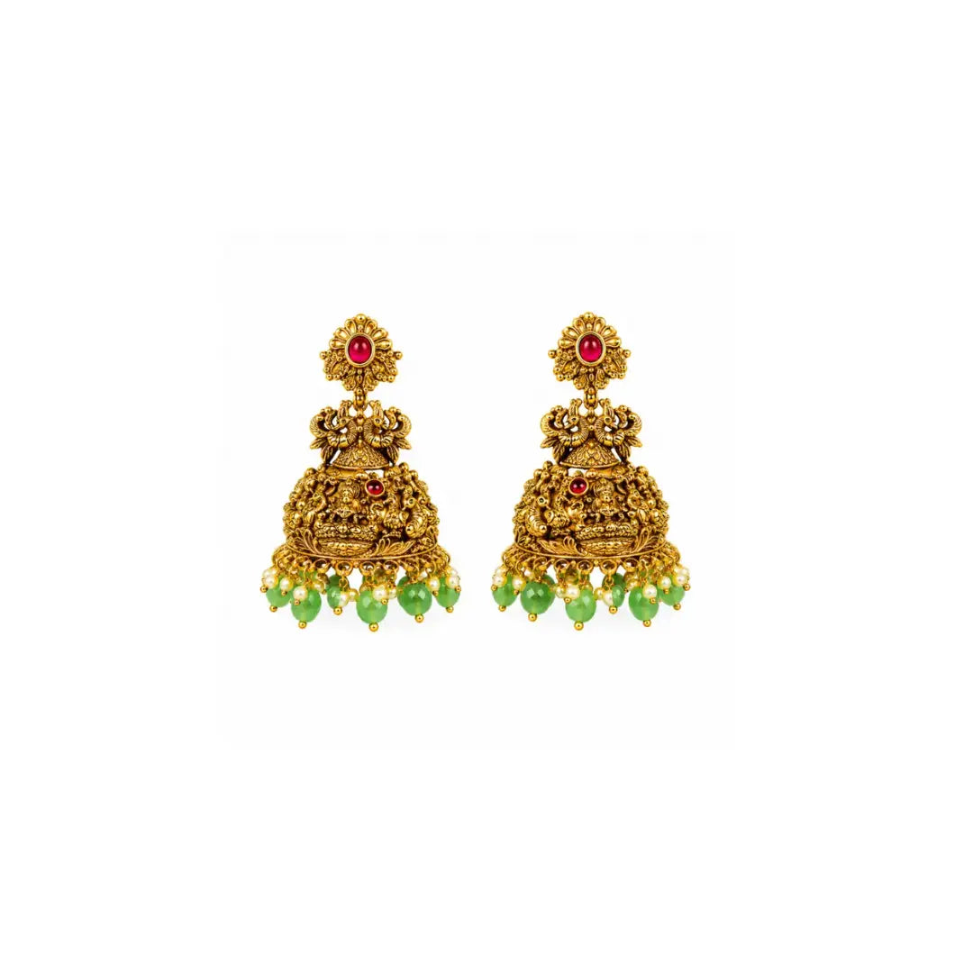Swarna Muthu Antique Kanti Combo Necklace Set | Gold-Plated Temple J-1027N