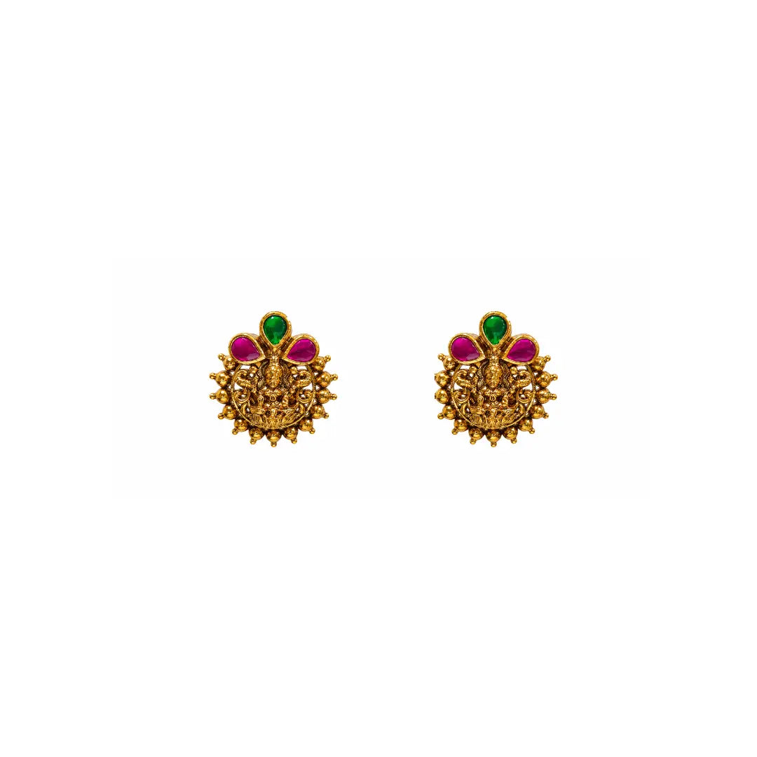  Lakshmi Gundla Kemp Temple Jewellery Short Necklace Set T-75 