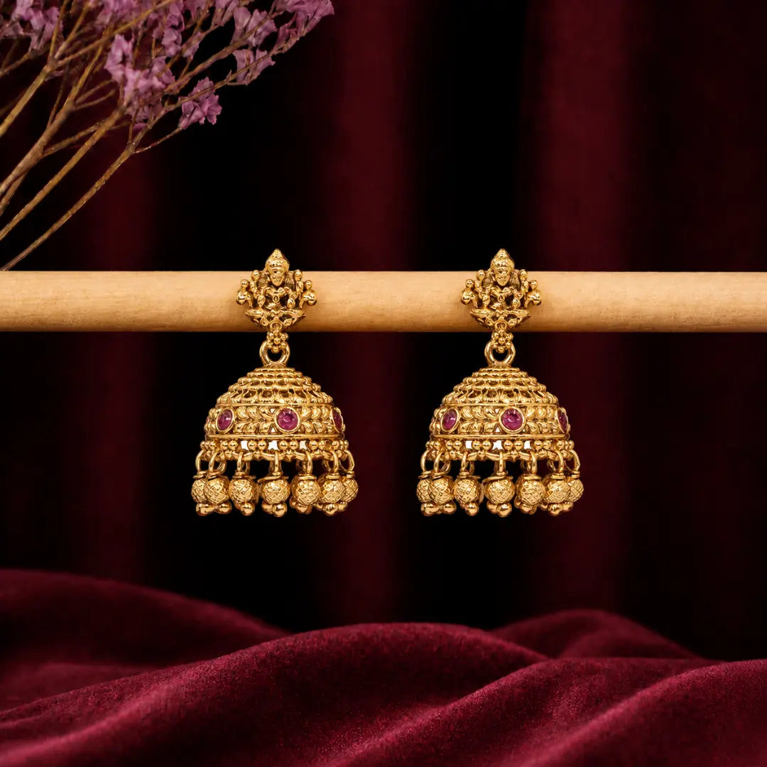 Antique Laxmi Gold Finish Jhumka  T-19