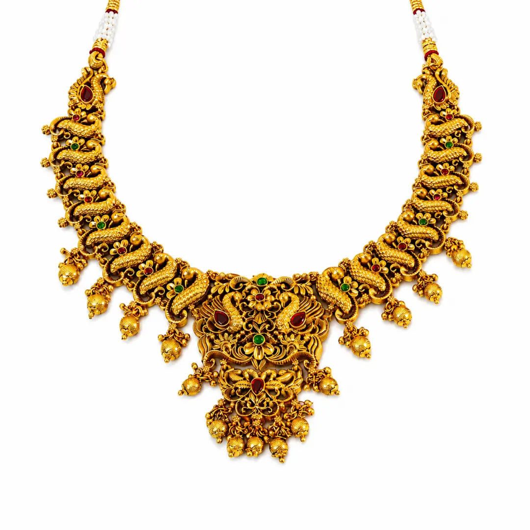 Peacock & Flower Short Necklace Set K-1239