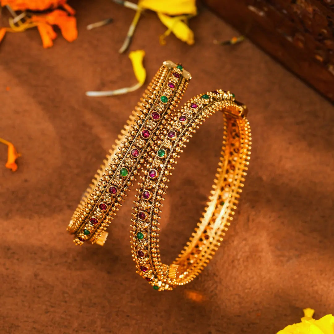 Handcrafted Antique Paired Bangle V-1824