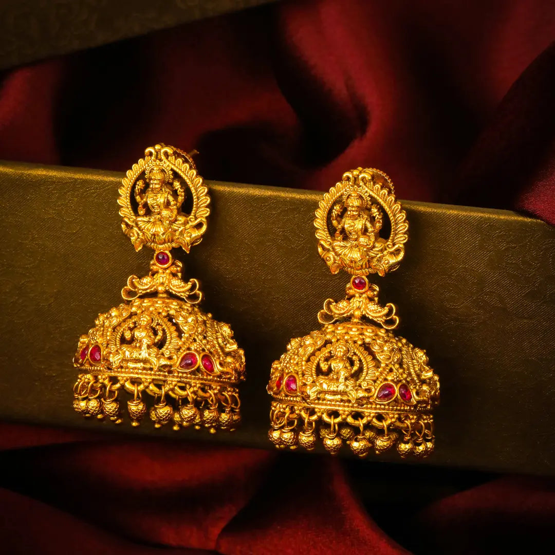 Prabhavali Jhumka | Gold-Plated Divine Halo Temple Earrings
