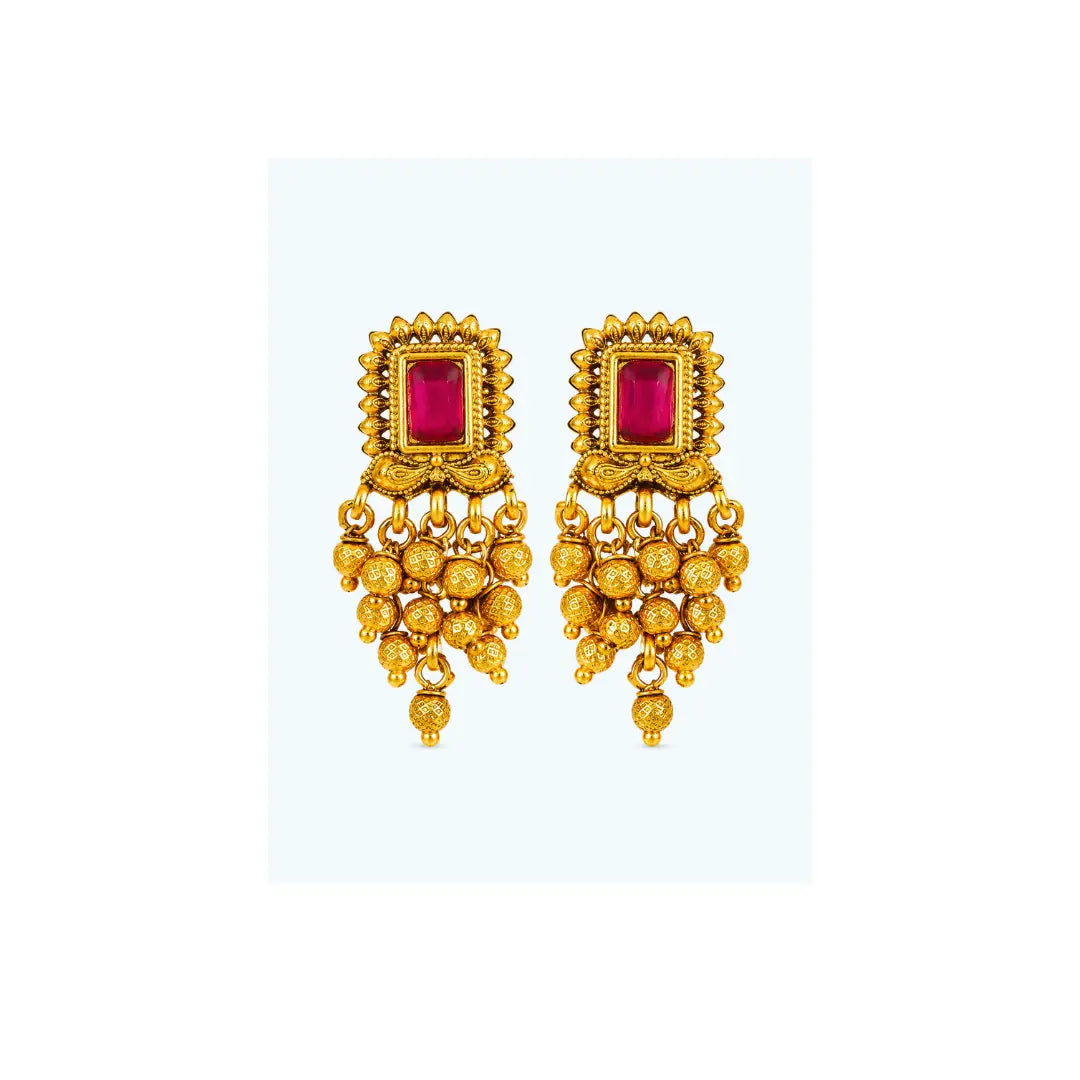 Minimal Gold-Plated Temple Bali – Traditional Yet Trendy Earrings R-2159