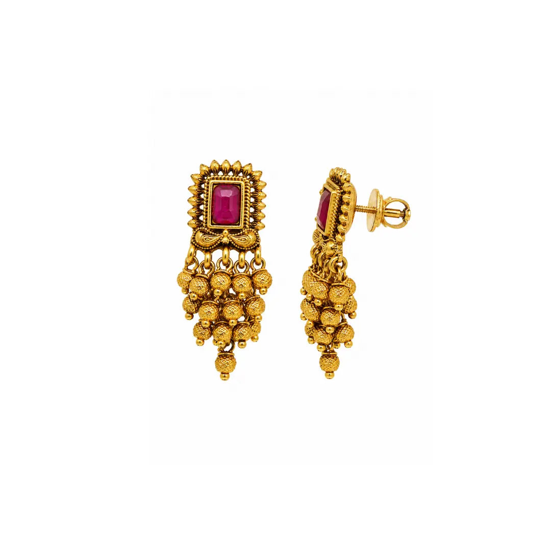 Minimal Gold-Plated Temple Bali – Traditional Yet Trendy Earrings R-2159