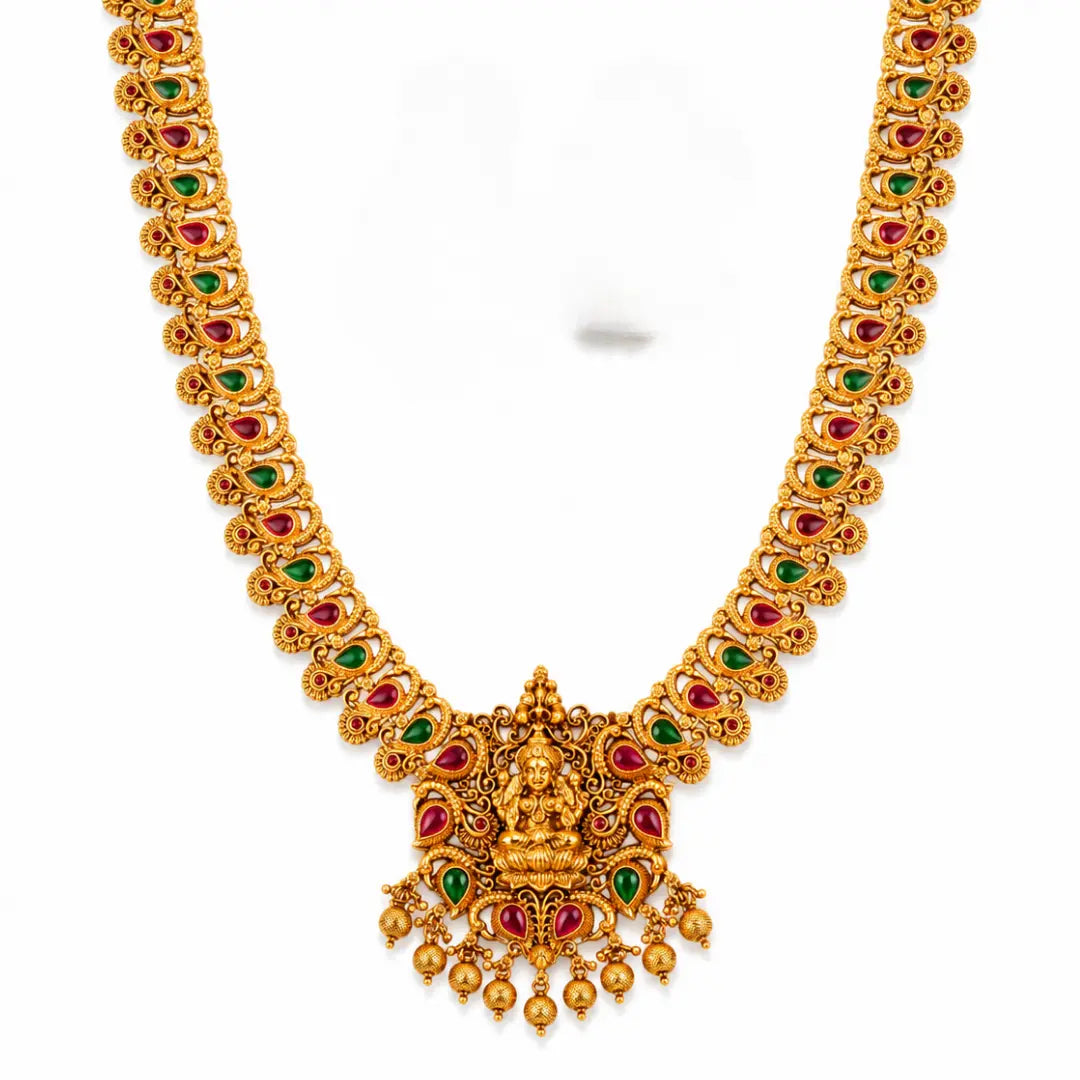 Antique Laxmi Motif Long Necklace Set K-1384