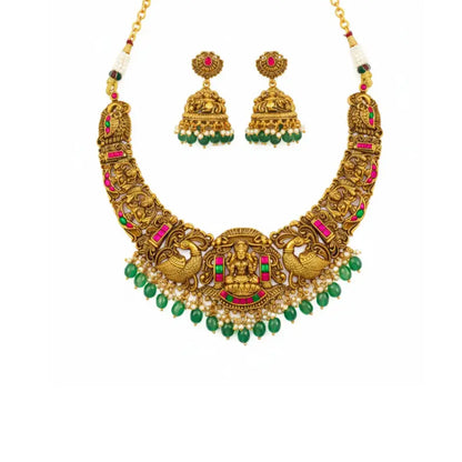 Bridal Temple Jewellery Combo Set with Laxmi Design | 1 Gram Gold J-1238N