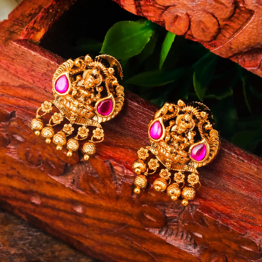 Antique Laxmi Gold-Plated Bali J-322