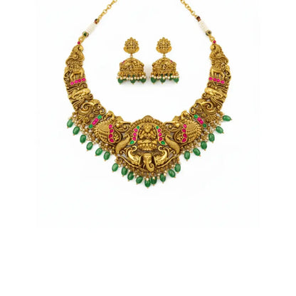 Bridal Temple Jewellery Combo Set with Laxmi Design | 1 Gram Gold J-1242N