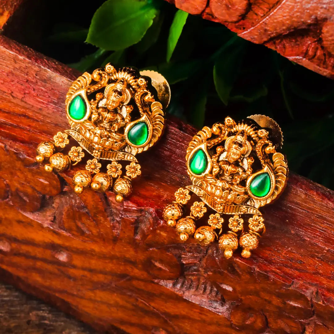 Antique Laxmi Gold-Plated Bali J-322