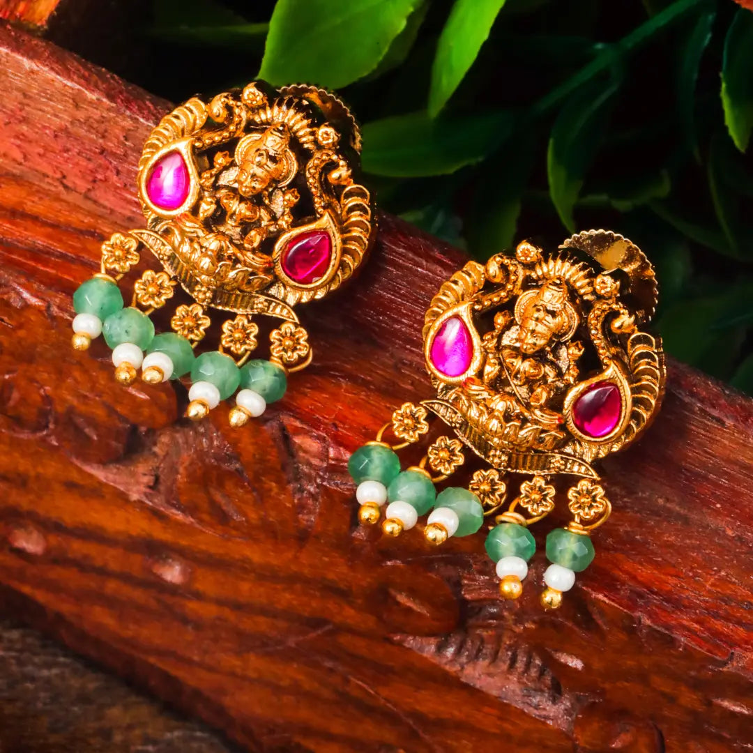 Antique Laxmi Gold-Plated Bali J-322