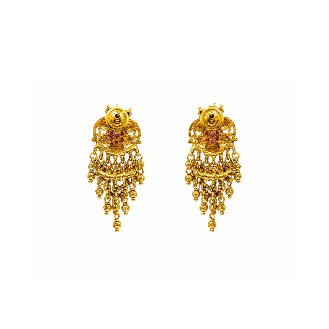 Peacock Design Gold Plated Jhumka with Pink Stones T-70
