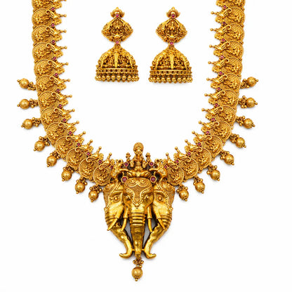 Antique Gold Lakshmi & Elephant Necklace Set K-630
