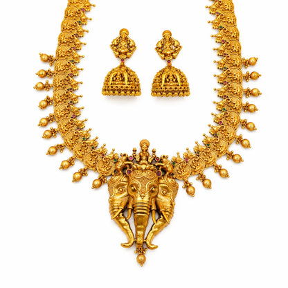Antique Gold Lakshmi & Elephant Necklace Set K-630