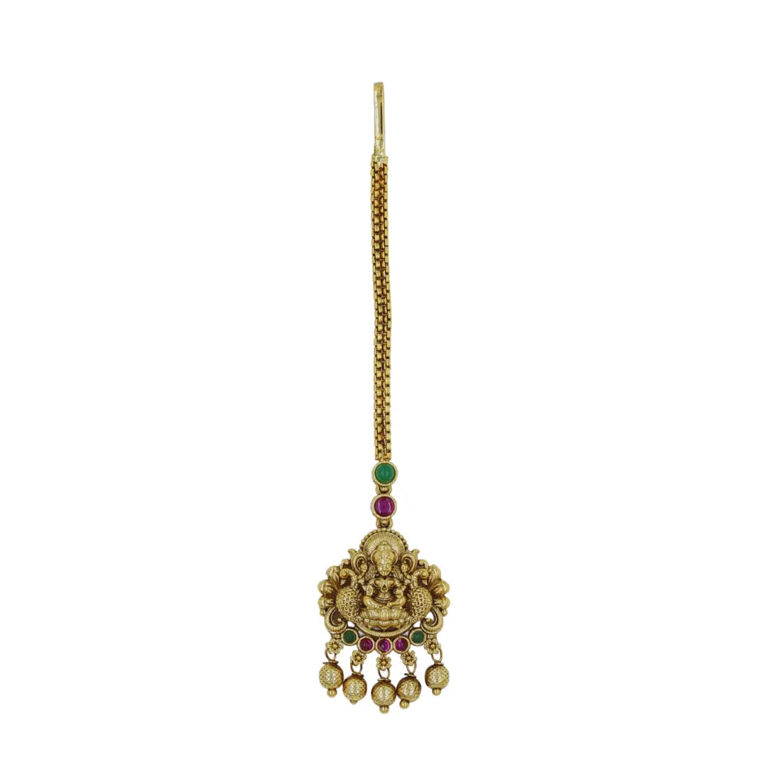 Antique Gold Plated Maang Tikka with Laxmi Motif