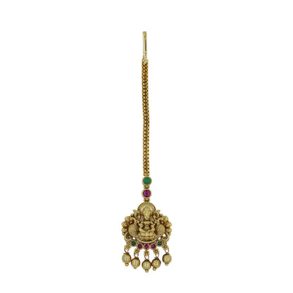 Antique Gold Plated Maang Tikka with Laxmi Motif