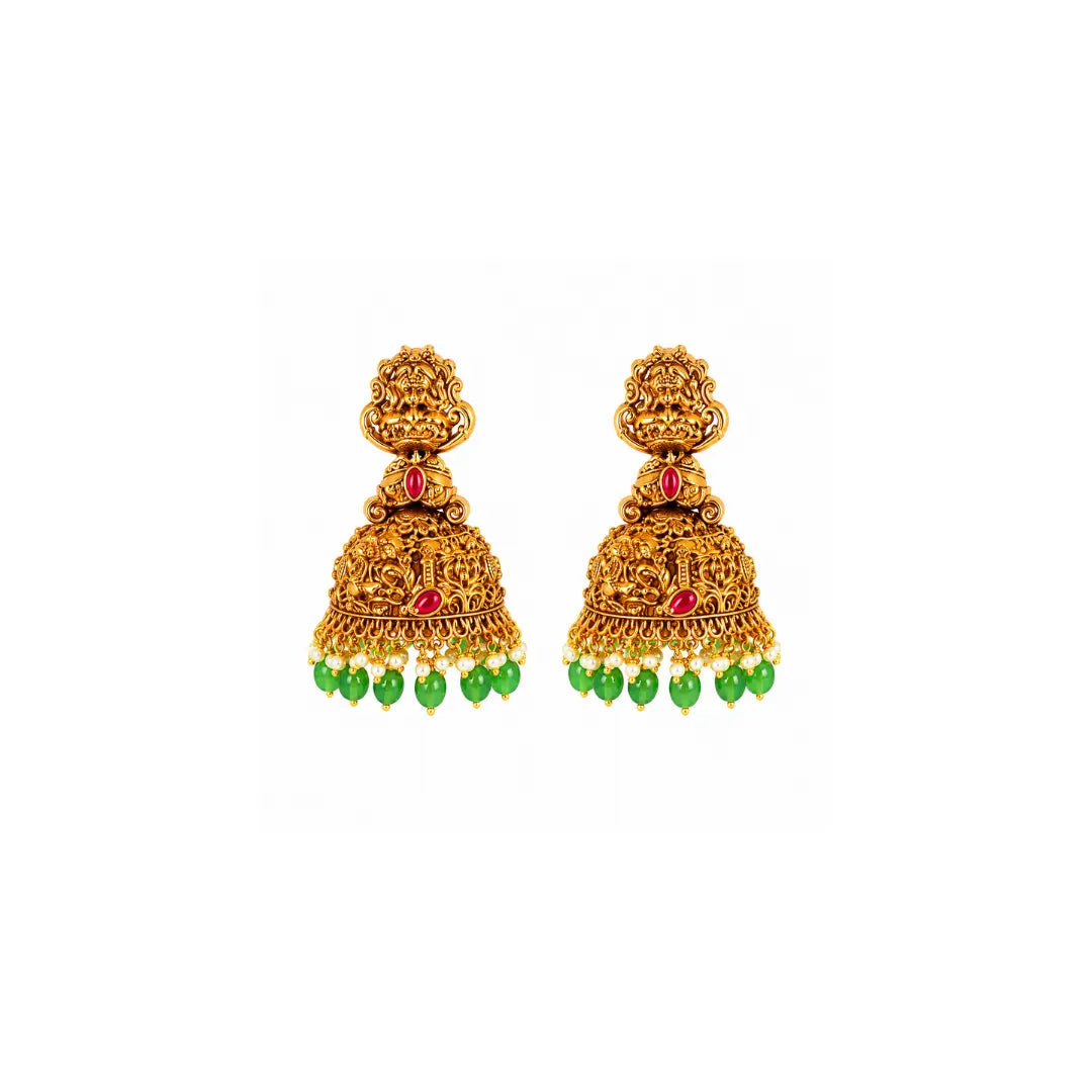 Sridevi Kalasha Kantha Long Necklace Set | Gold-Plated Temple Jewellery J-857