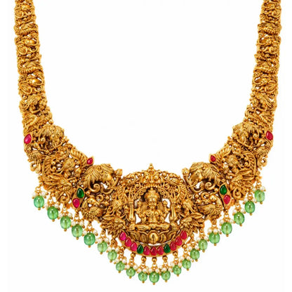 Divine Laxmi Gold-Plated Temple Necklace Set J-71N