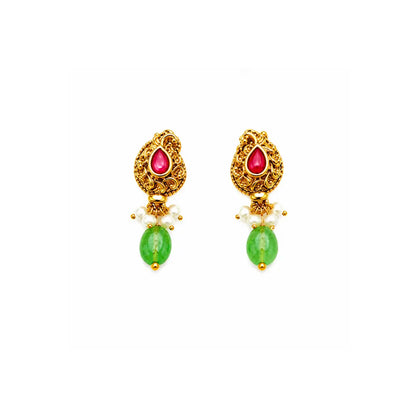 Antique Lakshmi Short Necklace Set – Gold Plated T-34
