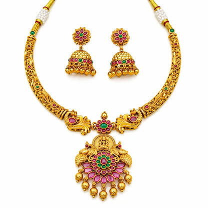 Divyaratnam Lakshmi Temple Necklace Set K-1063