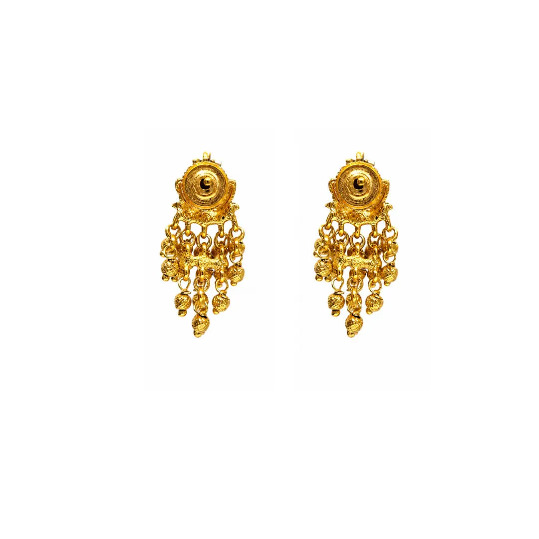South Indian Temple Bali Earrings – Minimalist Pearl Cluster Look T-73