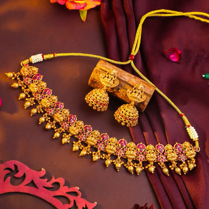 Divine Lakshmi-Flower Chokker Set K-1059