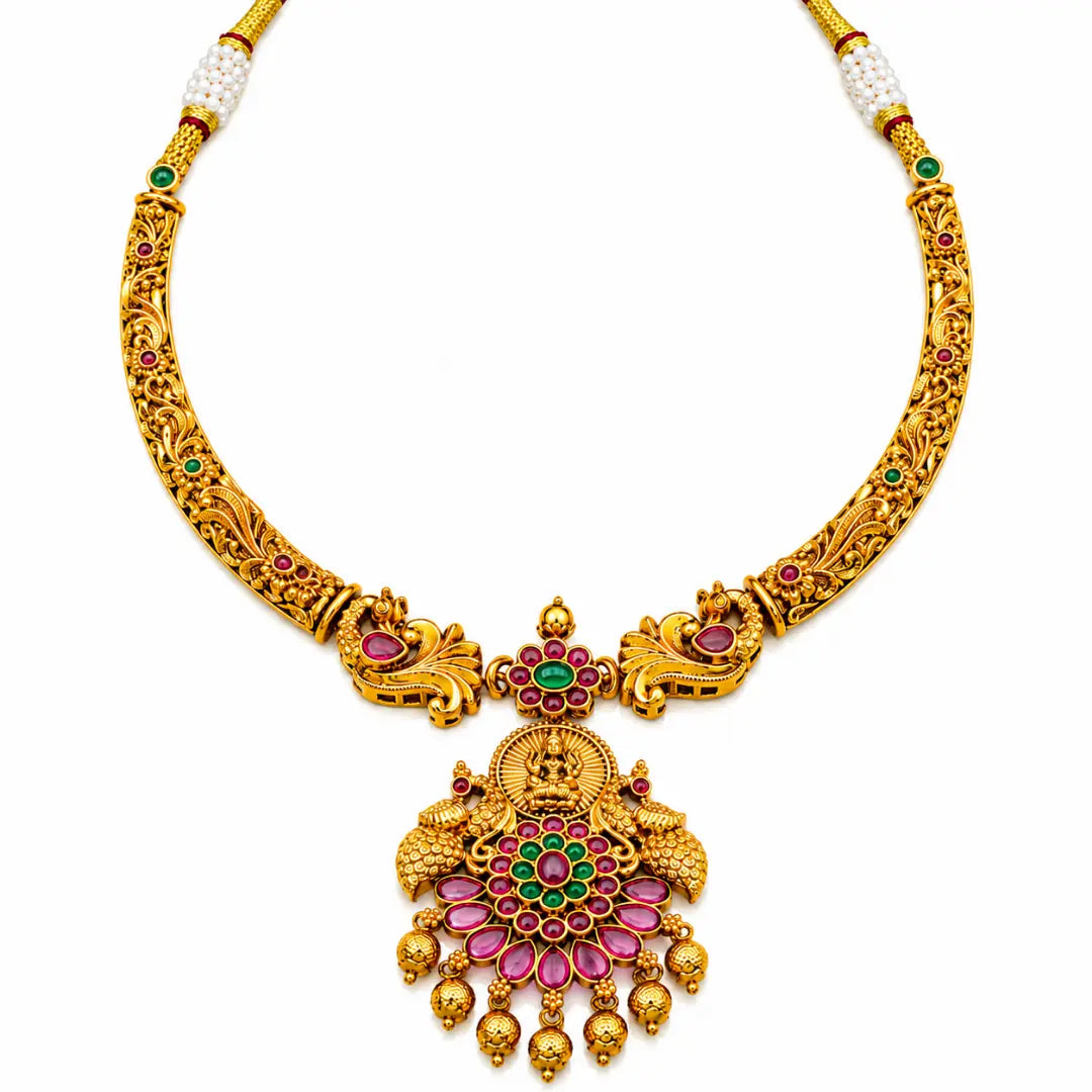 Divyaratnam Lakshmi Temple Necklace Set K-1063