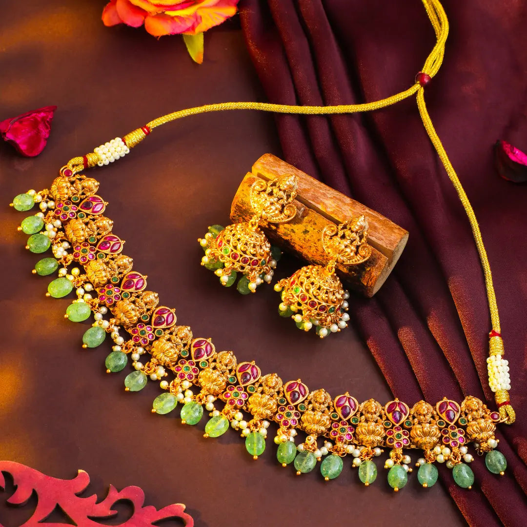 Divine Lakshmi-Flower Chokker Set K-1059