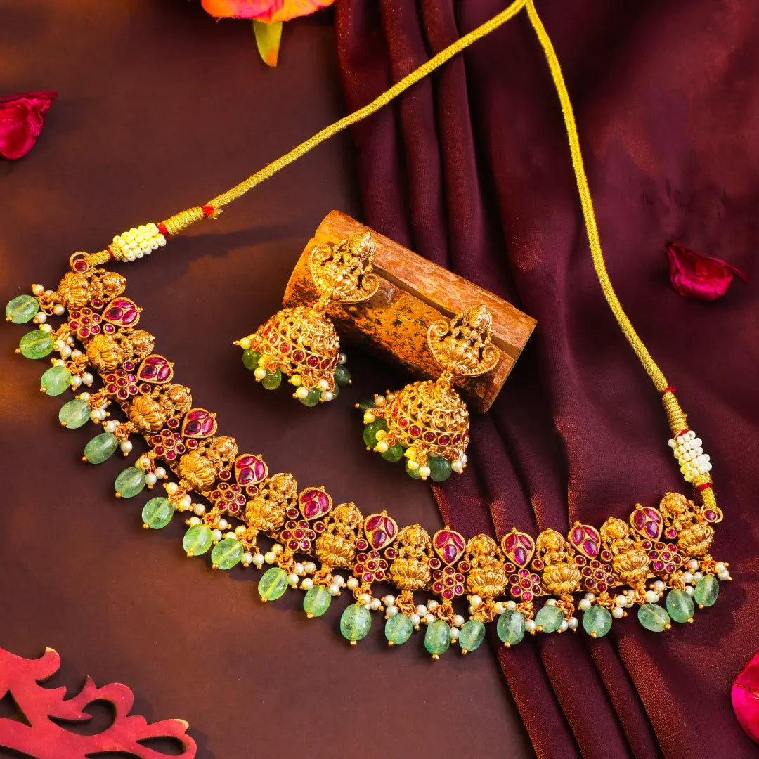 Divine Lakshmi-Flower Chokker Set K-1059