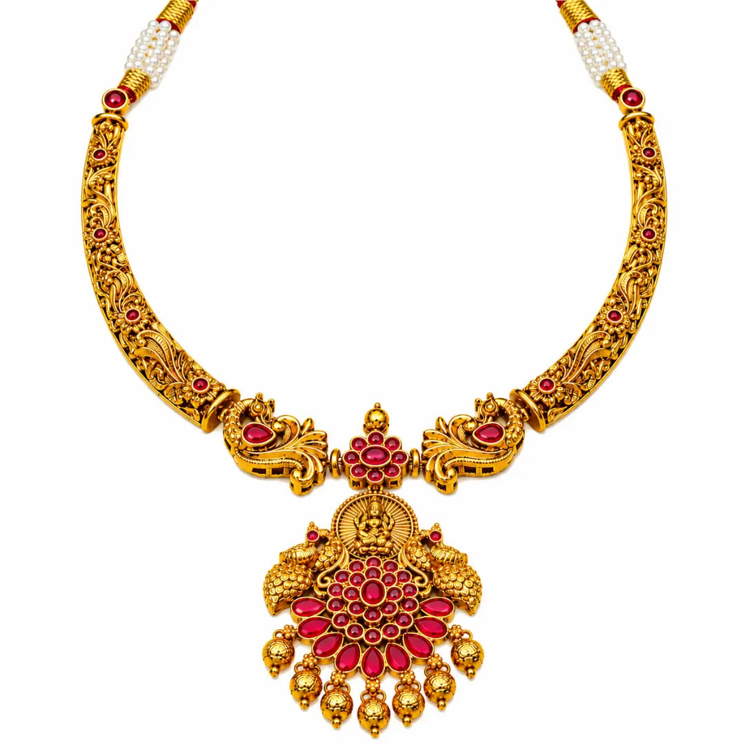 Divyaratnam Lakshmi Temple Necklace Set K-1063