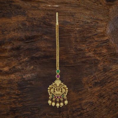 Antique Gold Plated Maang Tikka with Laxmi Motif