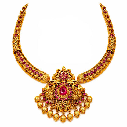 Ruby Peacock Short Necklace Set K-1048